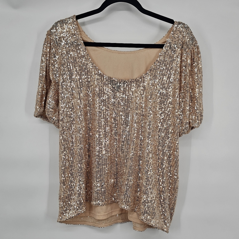 A.U.W. Sequin Top XL Scoopneck